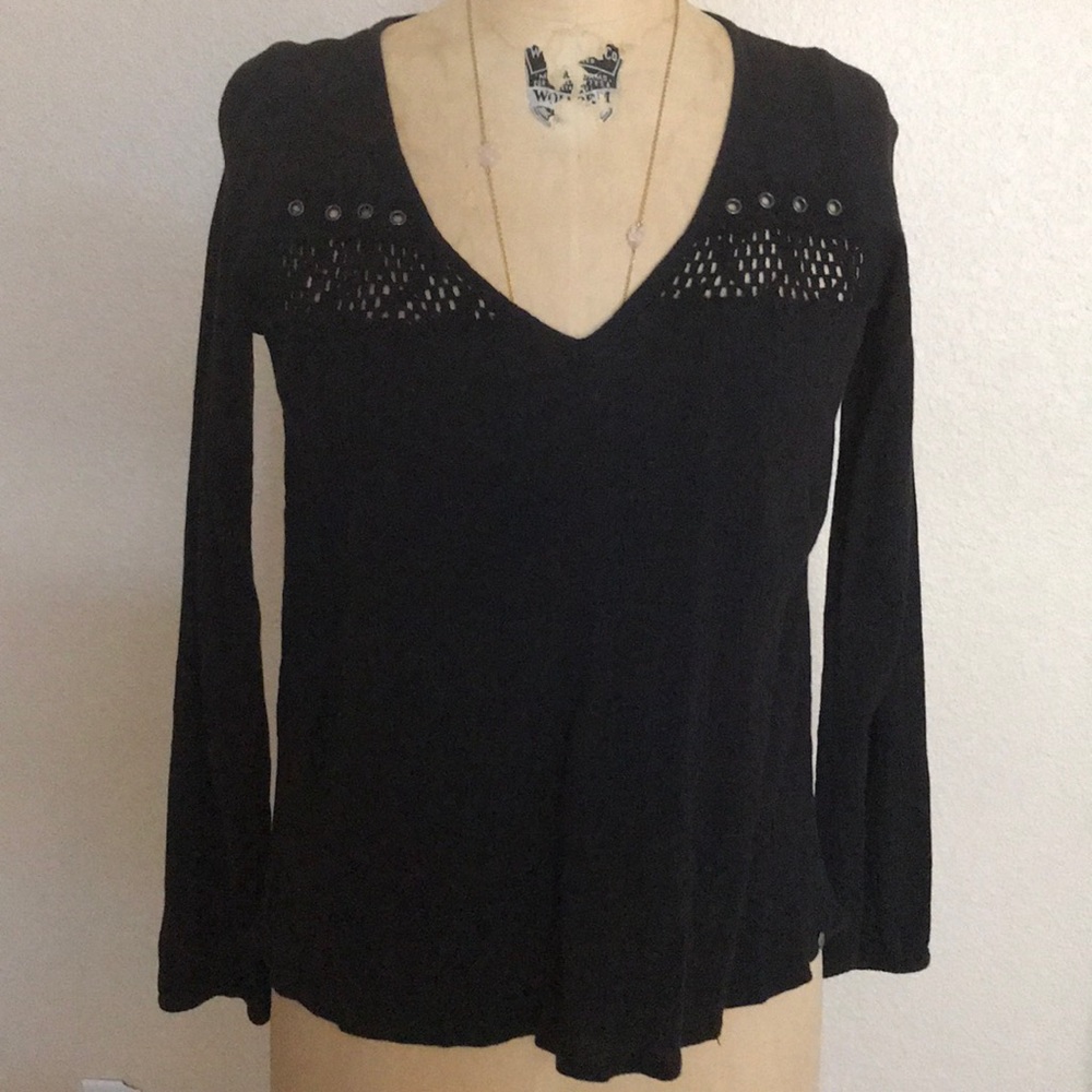 Rip Curl Boho Peasant Blouse Black XS